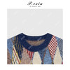 费尔岛慵懒风撞色菱格纹软糯圆领长袖针织上衣L2753 商品缩略图2