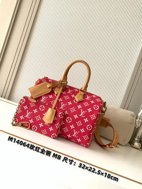 秋冬特惠💰1670 渠道级LV【全钢五金 MB163c01变码芯片】te级LV 全套包装 M14064玫红色 本款Speedy P9 Bandoulière30手袋