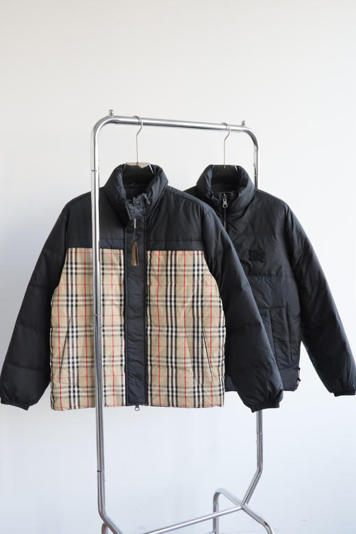 B.B 双面穿拼接格纹印花立领宽松羽绒服 YR185 商品图3