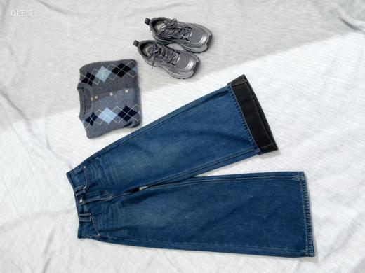 581331植绒阔腿牛仔裤 商品图0