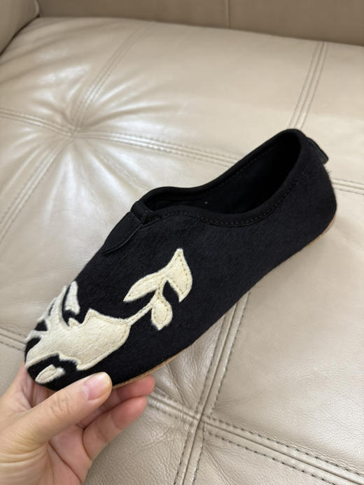 1122-2 松弛慵懒 lp秋冬 黑色羊绒面 鹿皮鞋垫 真皮底 可踩跟芭蕾鞋 轻便乐福鞋 商品图7