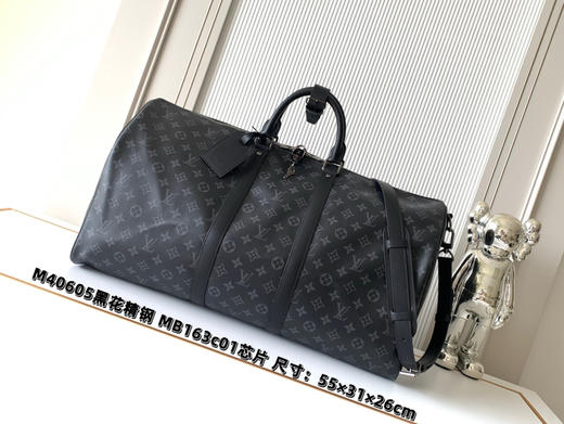 秋冬特惠💰中号45cm💰1430 大号50cm💰1530 特大号55cm💰1630 渠道级LV【精钢五金 MB163c01变码芯片】M40569 M40568 M40605黑花旅行手提包 商品图0
