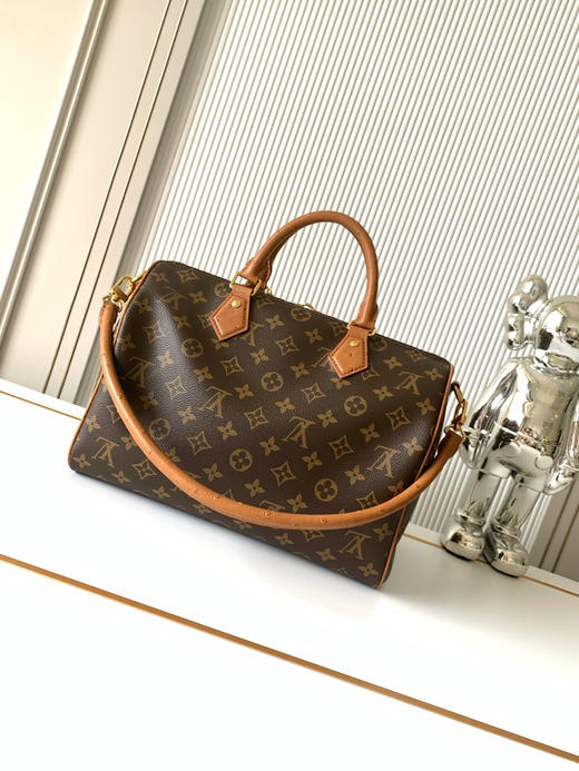 秋冬特惠💰1450 渠道级LV【全钢五金 MB163c01变码芯片】te级LV 全套包装 M87212鸵鸟纹珠链 Speedy Soft 30 Boho手袋 商品图2