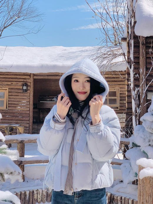 【百图lulu定制】【阳光羽绒服】清新 自然 双拼色 连帽（可拆卸）短款羽绒服 商品图10