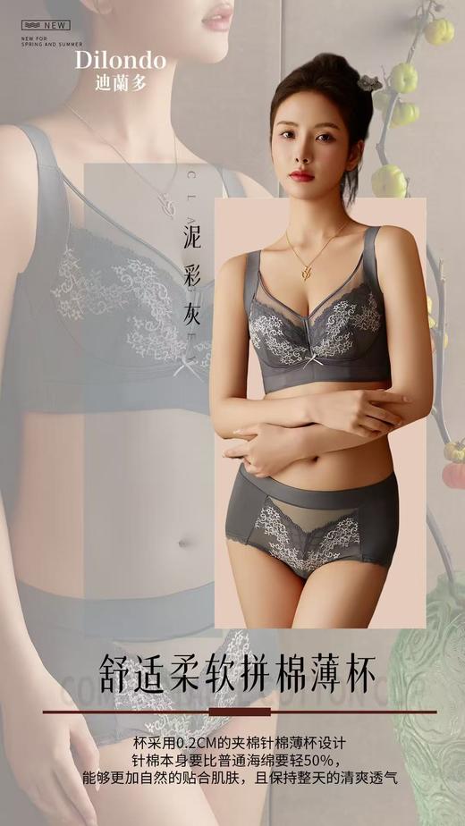 迪兰多蚕丝蛋白薄棉调整型文胸侧收托挺包容固定大胸显小2118472 商品图7