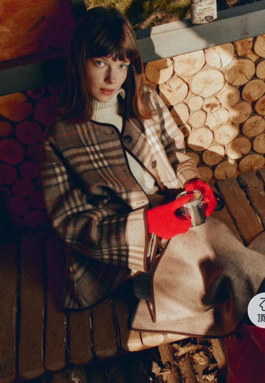 原单双面可穿❗️Fabriqu*e泰晤士双生格纹带围巾羊绒羊毛毛呢斗篷大衣111711 商品图10