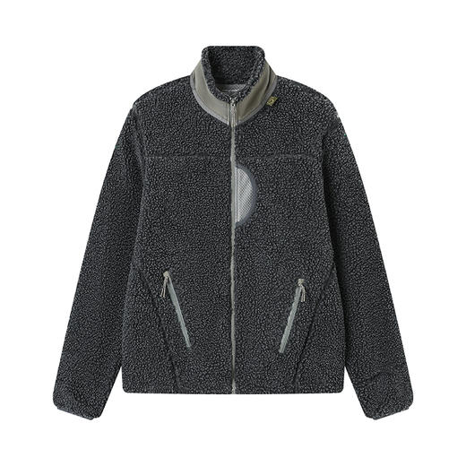 CryingCenter漩涡刺绣复古立领羊羔绒拼色夹克加厚冬季保暖外套 商品图4