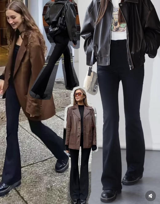 Miss25加绒弹力高腰微喇裤牛仔裤112105 商品图0