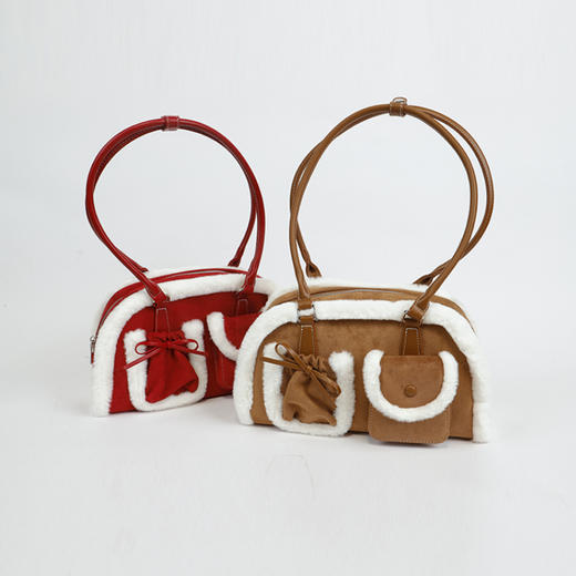 【礼物季】毛圈拼接保龄球单肩包-纪念日百货门店同款167493118 商品图0