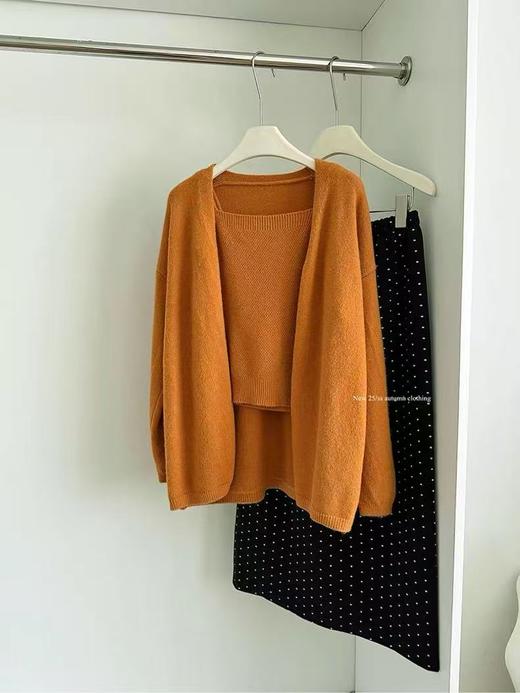 【韩系毛衣】单件休闲南瓜色针织开衫外搭针织毛衣-喜出 商品图2