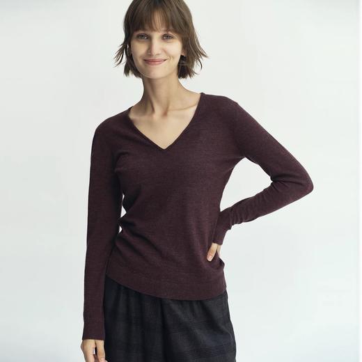 JAI 25AW  紫灰色纯羊绒V领针织衫 商品图2