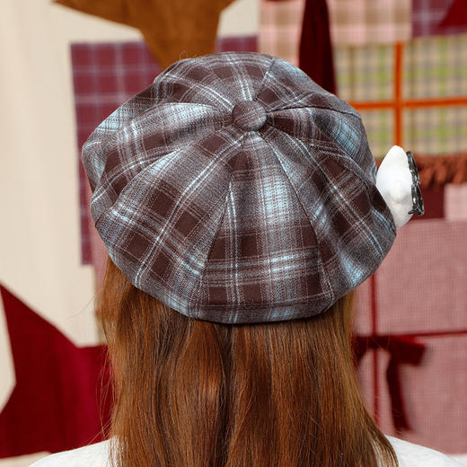 卷毛小狗格纹时尚潮流贝雷帽-纪念日百货门店同款167997922 商品图2