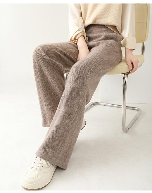 金丝羊绒羊毛混纺垂感阔腿裤 商品图4