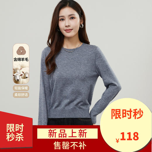 【百搭-羊毛衫】逸阳秋冬亲肤御寒保暖羊毛衫针织衫长袖打底衫7634V 商品图0
