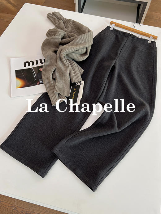 会员福利【绵羊毛+内里磨毛/不垮垂感】拉夏贝尔/La Chapelle秋冬新款通勤直筒裤！高级感斜纹加厚西裤 商品图0