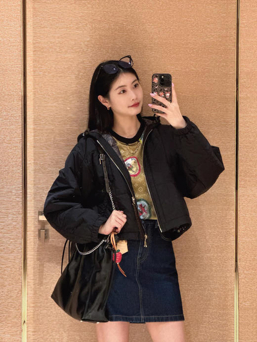 驴家 25秋冬新款 束腰老花连帽外套(TM) 商品图3