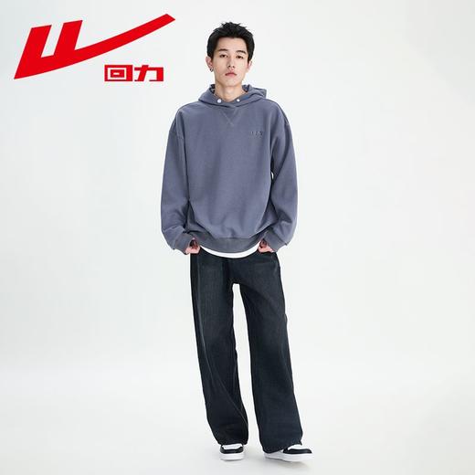 回力连帽卫衣男2025新款重磅宽松黑色春秋款上衣美式潮牌刺绣外套 商品图9