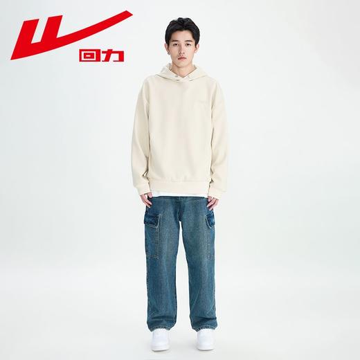 回力连帽卫衣男2025新款重磅宽松黑色春秋款上衣美式潮牌刺绣外套 商品图5