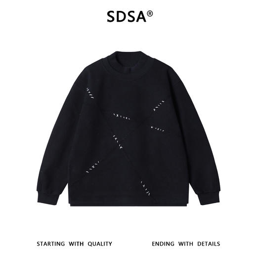 52133SDSA男士秋冬新款痞帅男装撞色缝线拼接立领卫衣百搭时尚宽松上衣 商品图1