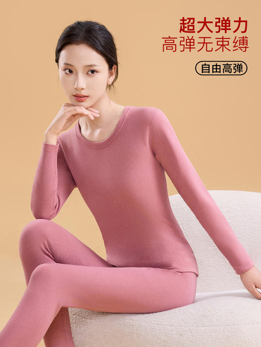 秋冬男女暖绒圆领秋衣秋裤套装打底双面磨毛保暖内衣冬款 商品图2