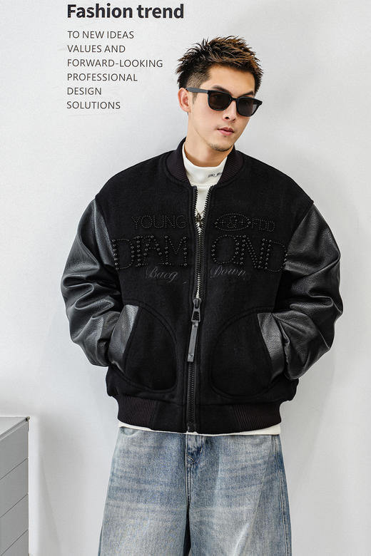 徐太浪【设计感 钉珠字母】棒球领羽绒服男冬季保暖防寒大码外套 商品图4