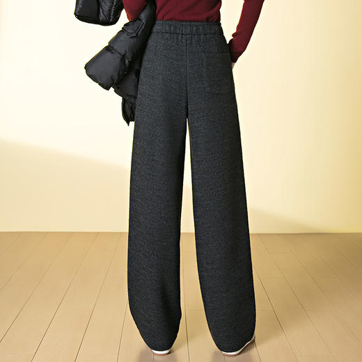 HSS 3088绵羊毛阔腿裤高腰宽松毛呢裤直筒加厚糯米裤 商品图3