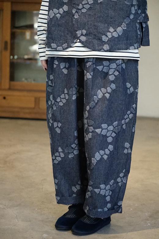 Tumugu 提花织图案阔腿裤休闲裤(2色可选) 商品图8