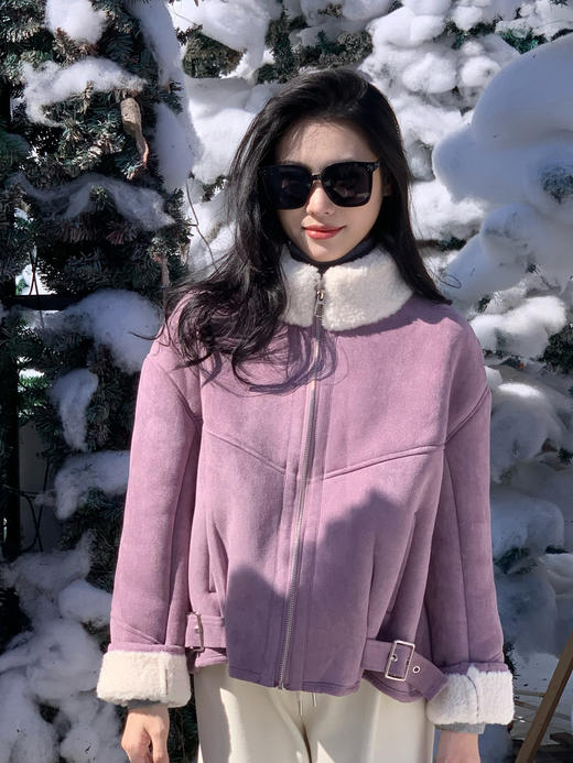 【百图lulu定制】【牧羊人麂皮外套】皮毛一体 外麂皮 内羊羔毛 防风保暖外套 商品图0