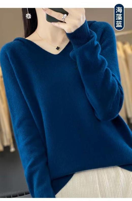 天衣无缝小V领连帽羊毛衫 商品图9