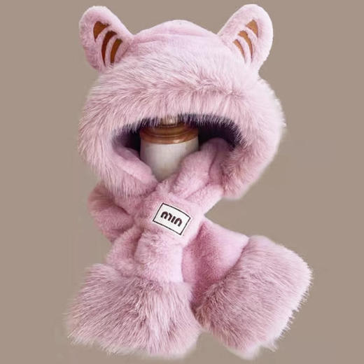 【可爱保暖❗️仿狐狸毛绒帽】一件顶三件，亲肤包裹温暖护颈，加绒加厚循环琐温，柔软温暖不宜掉毛，秋冬季东北骑车冬天围脖保暖2025新款QQ 商品图11