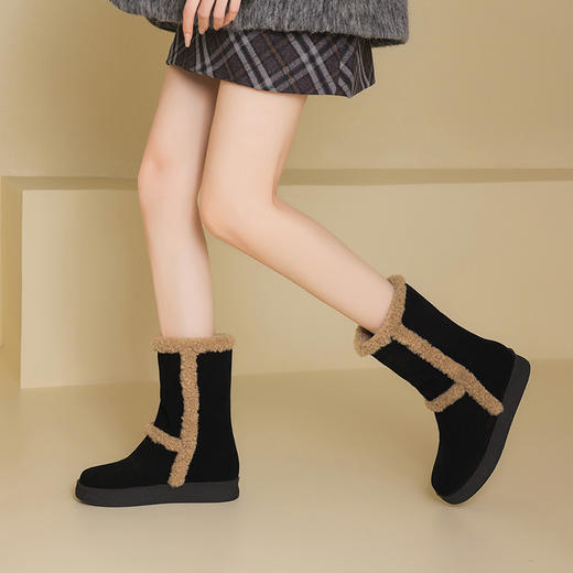 【预售5天】两穿耐看时尚秋冬圆头松糕底中跟中筒短靴保暖雪地靴ND*7221 商品图2