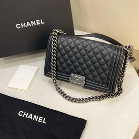 Chanel leboy 黑银 牛皮 中号 芯片款