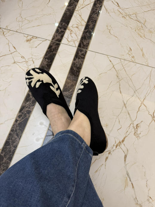 1122-2 松弛慵懒 lp秋冬 黑色羊绒面 鹿皮鞋垫 真皮底 可踩跟芭蕾鞋 轻便乐福鞋 商品图2