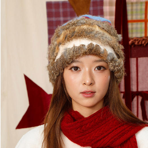 撞色针织毛绒盆帽渔夫帽-纪念日百货门店同款167044970 商品图1