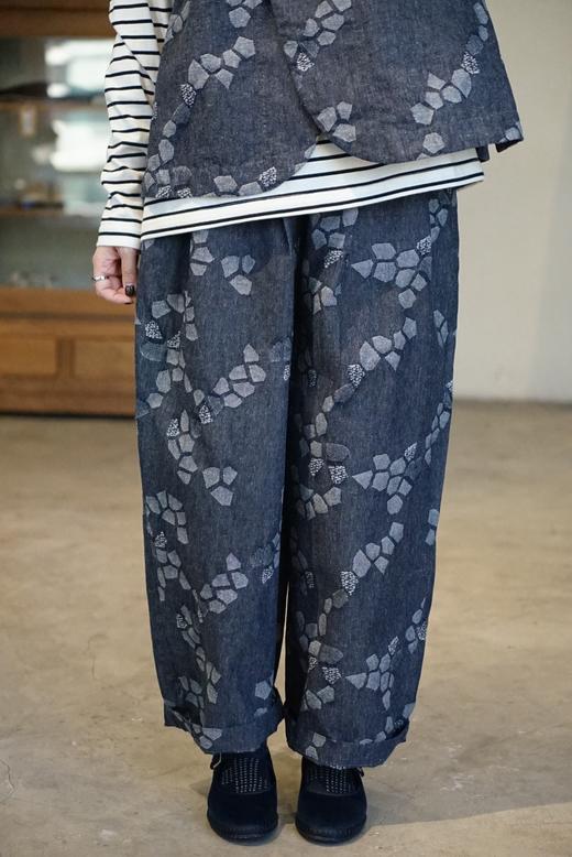 Tumugu 提花织图案阔腿裤休闲裤(2色可选) 商品图6