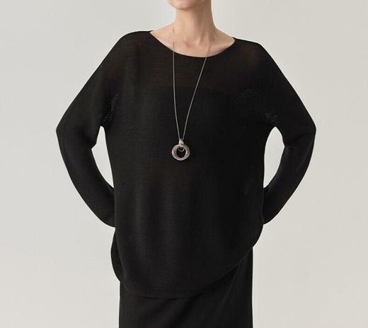 真丝绵羊毛大圆领H型套头衫 商品图2