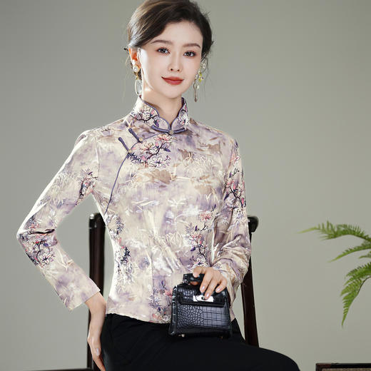 【紫芳】厚保暖女士中国风，唐装盘扣旗袍上衣外套XGT-T25151 商品图0