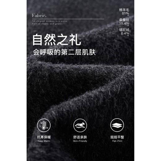 剩S/XL/M/XXL 【静奢系列】米思阳2026春季新款高级感驼绒羊毛蚕丝混纺西装式舒适保暖毛呢外套大衣女4129 商品图4