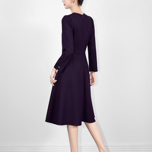 「高货wl」全新升级【铂金会员330/天猫449/差价119】(03059)洛诗琳气质通勤钉珠连衣裙2025秋冬新款褶皱修身收腰A字裙 商品图1