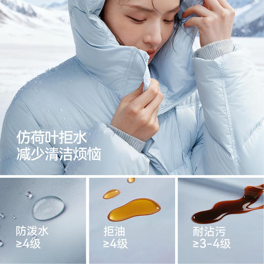 轻松|森马羽绒服女冬90绒子三防发热抗静电2025新款龟背中长外套 商品图3