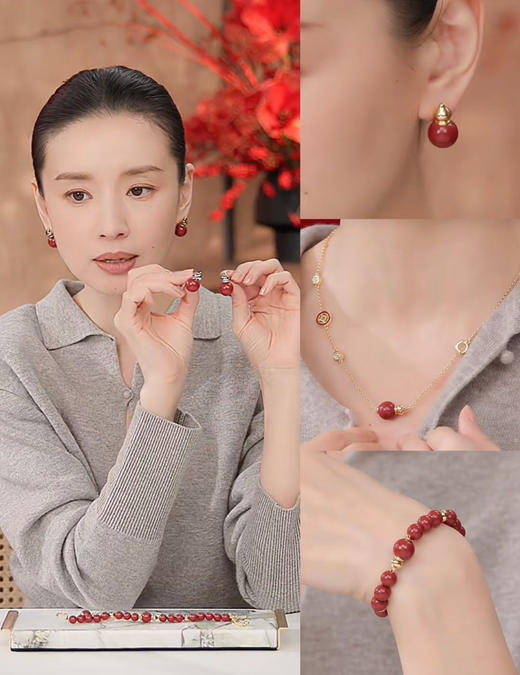 董洁明星同款福禄朱砂两戴项链手链 商品图0