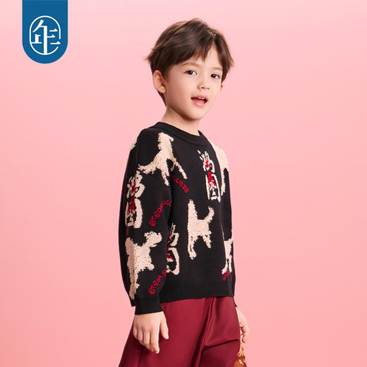 【年衣品牌团】徐悲鸿联名年衣童装女童亲子毛衣冬儿童针织衫打底鸿图群奔毛衣    1207 商品图4