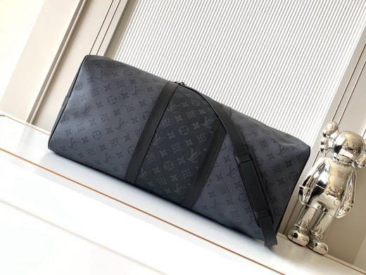 秋冬特惠💰1500 渠道级LV【全钢 MB163c01变码芯片】te级LV 全套包装 M45392黑灰花 Keepall Bandoulière 50 旅行袋 商品图3