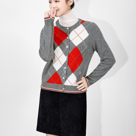 「高货wl」全新升级【铂金会员266/天猫359/差价93】(02604)洛诗琳美丽诺羊毛重工提花开衫2025秋冬气质纯羊毛针织衫 商品图1