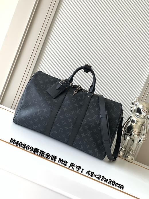 秋冬特惠💰中号45cm💰1430 大号50cm💰1530 特大号55cm💰1630 渠道级LV【精钢五金 MB163c01变码芯片】M40569 M40568 M40605黑花旅行手提包 商品图0
