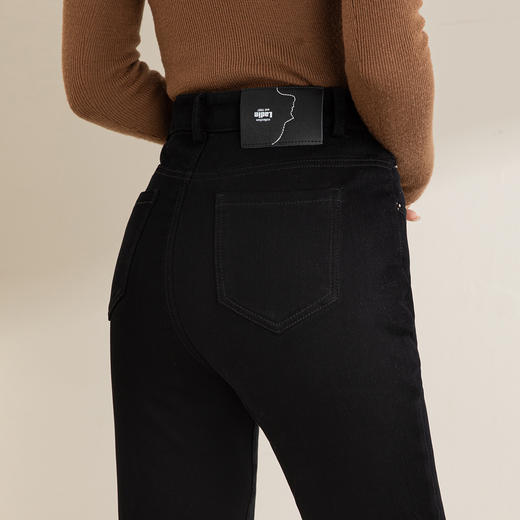 「自」全新升级【铂金会员174/天猫229/差价55】(13950)洛诗琳气质显瘦加绒铅笔裤2025秋冬新款高腰百搭加绒牛仔裤 商品图3