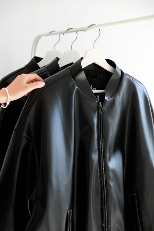 蛋白皮飞行员皮衣，小方标加厚棉服。复古仿皮松弛感外套C112266 商品图4