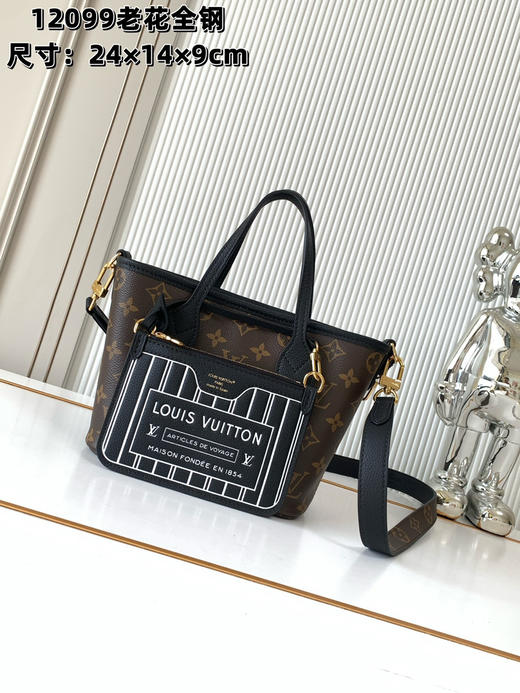 秋冬特惠💰1380 渠道级LV【全钢五金 变码芯片】te级LV 全套包装 M12099老花黑色 Neverfull Bandoulière Inside Out BB手袋 商品图0