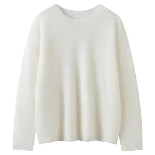 松弛感无缝一字领羊绒羊毛混纺套头上衣 商品图4