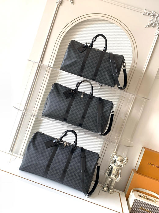 秋冬特惠💰中号45cm💰1430 大号50cm💰1530 特大号55cm💰1630 渠道级LV【精钢五金 MB163c01变码芯片】M41418 M41416 M41414黑格旅行手提包 商品图9